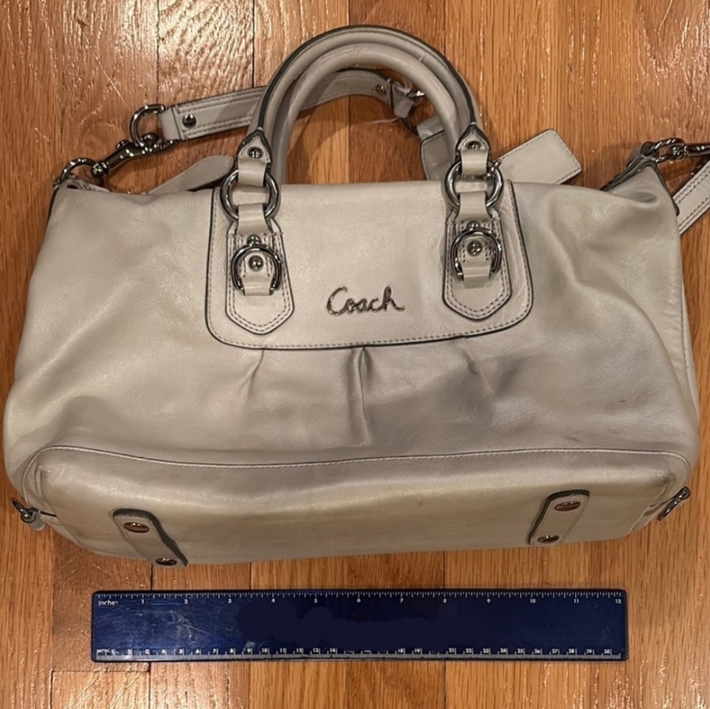 Coach Ashley Gray/Silver Leather Satchel - Picture 7 of 10